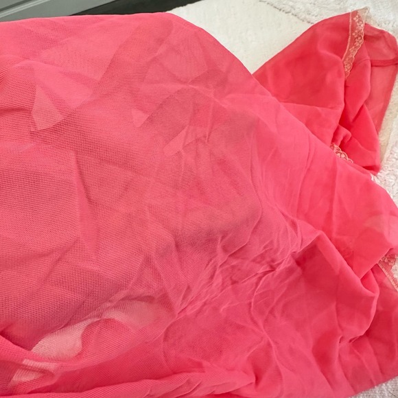 VTG Y2K Victoria Secret babydoll lingerie sheer lace silky pink size L coquette - Picture 7 of 11